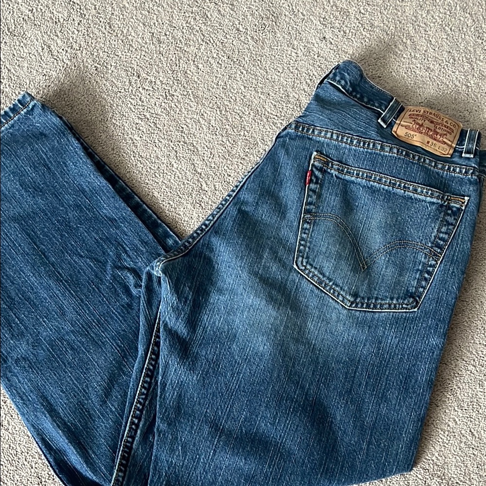Levi's Blue Relaxed Fit Jeans with Distressed Hem